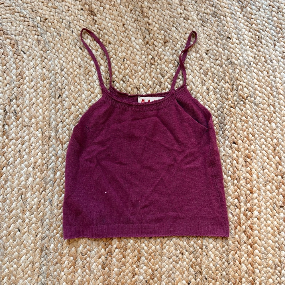 Marni Wine Spaghetti Strap Knit Camisole